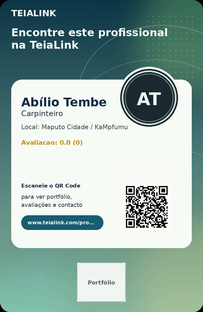 Cartão frente de Abílio Tembe