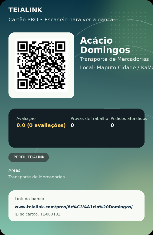 Cartão verso de Acácio Domingos