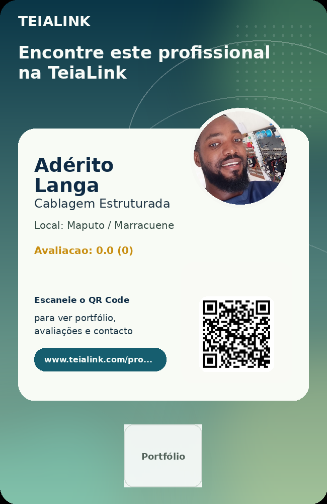 Cartão frente de Adérito Langa