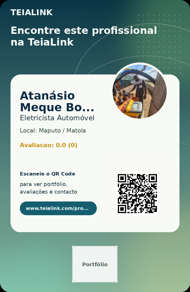 Cartão frente de Atanásio Meque Boana