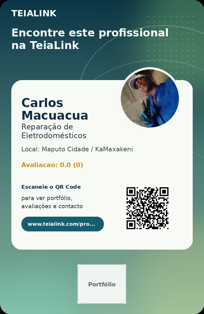 Cartão frente de Carlos Macuacua