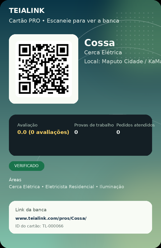 Cartão verso de Cossa