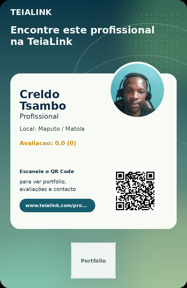 Cartão frente de Creldo Tsambo