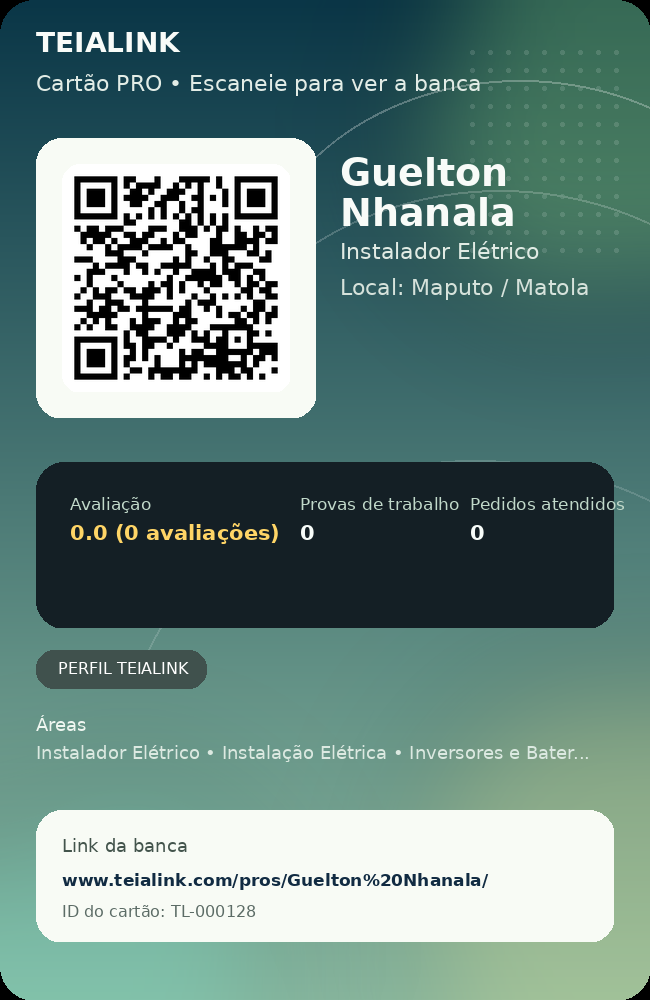 Cartão verso de Guelton Nhanala