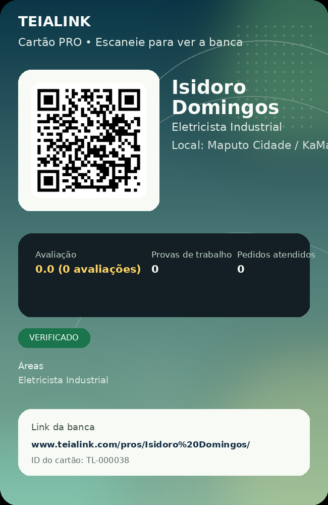 Cartão verso de Isidoro Domingos