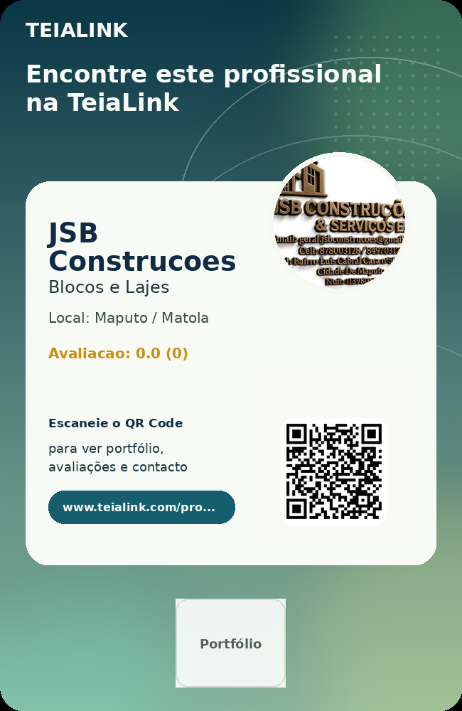 Cartão frente de JSB Construcoes