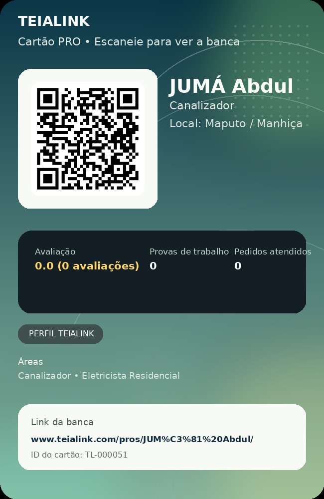 Cartão verso de JUMÁ Abdul