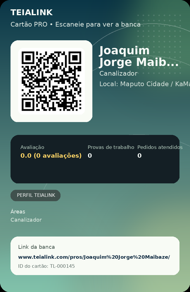 Cartão verso de Joaquim Jorge Maibaze