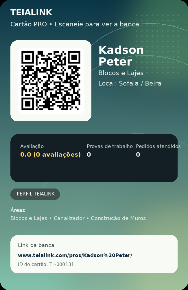 Cartão verso de Kadson Peter