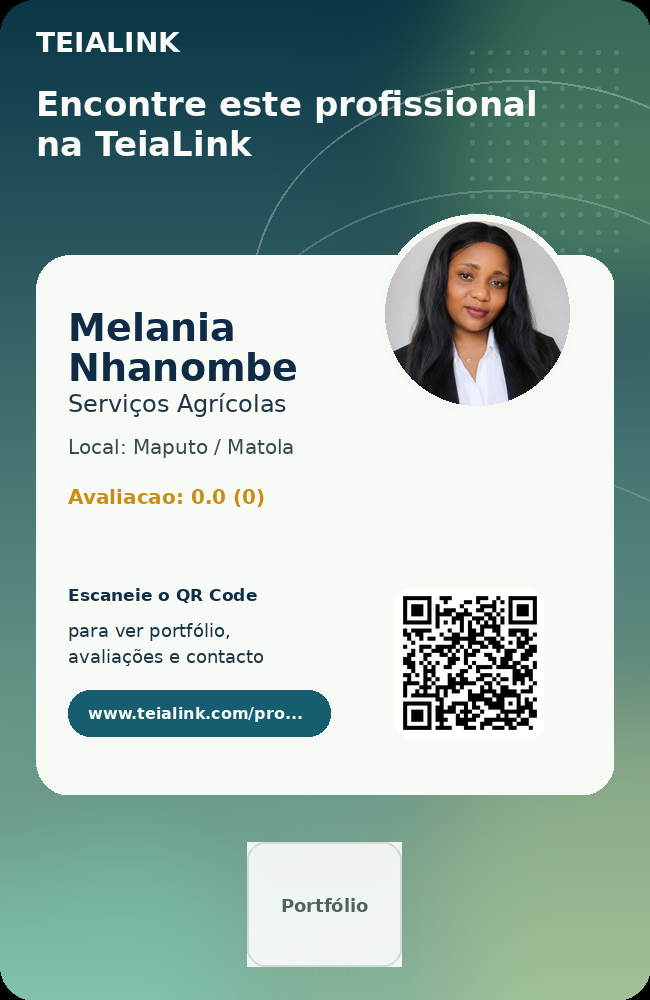 Cartão frente de Melania Nhanombe