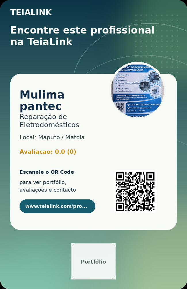 Cartão frente de Mulima pantec