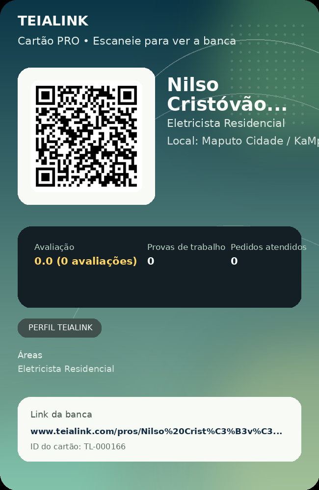 Cartão verso de Nilso Cristóvão Livele