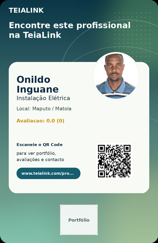 Cartão frente de Onildo Inguane