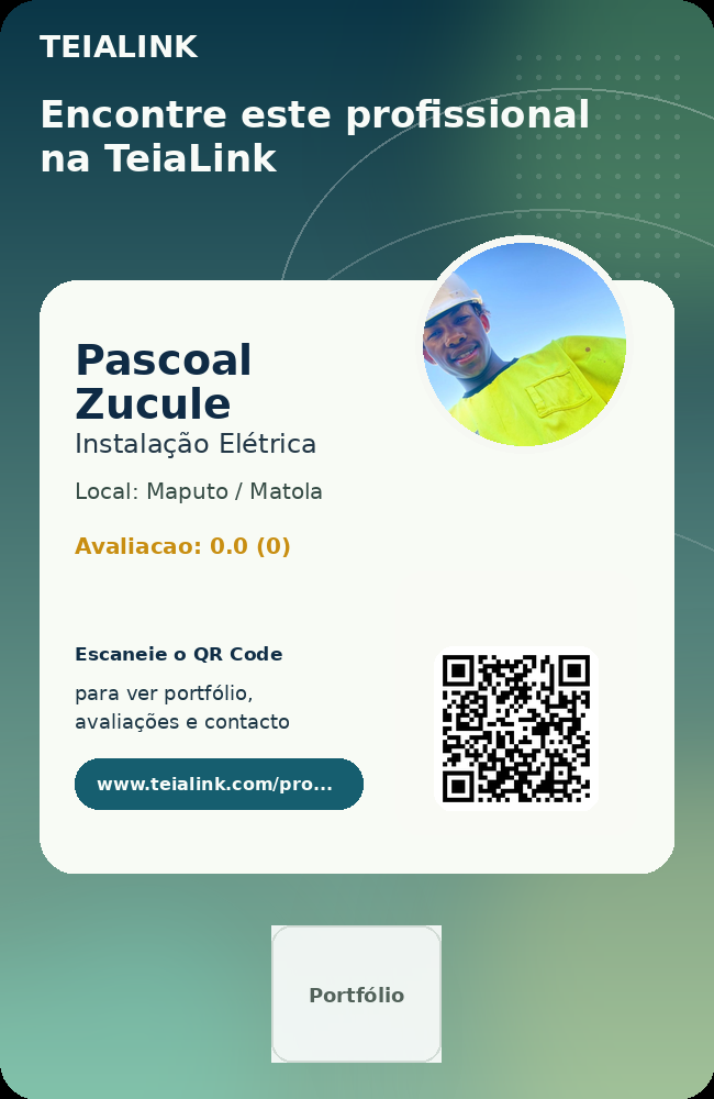 Cartão frente de Pascoal Zucule