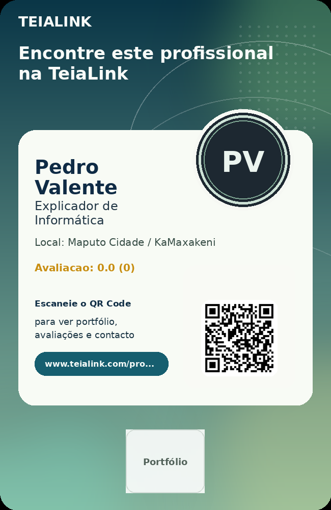 Cartão frente de Pedro Valente