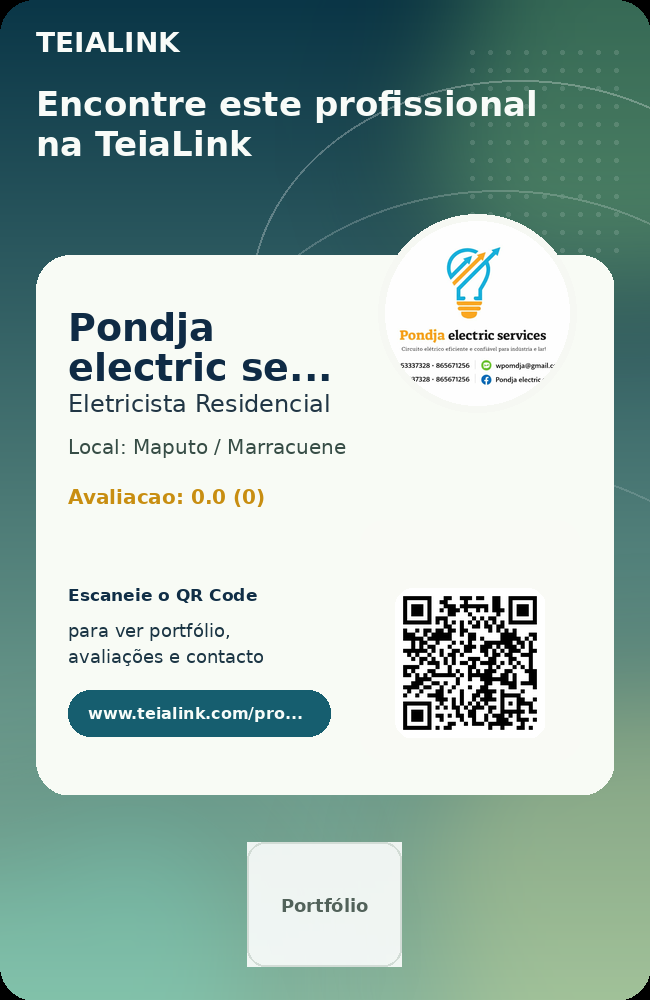 Cartão frente de Pondja electric services