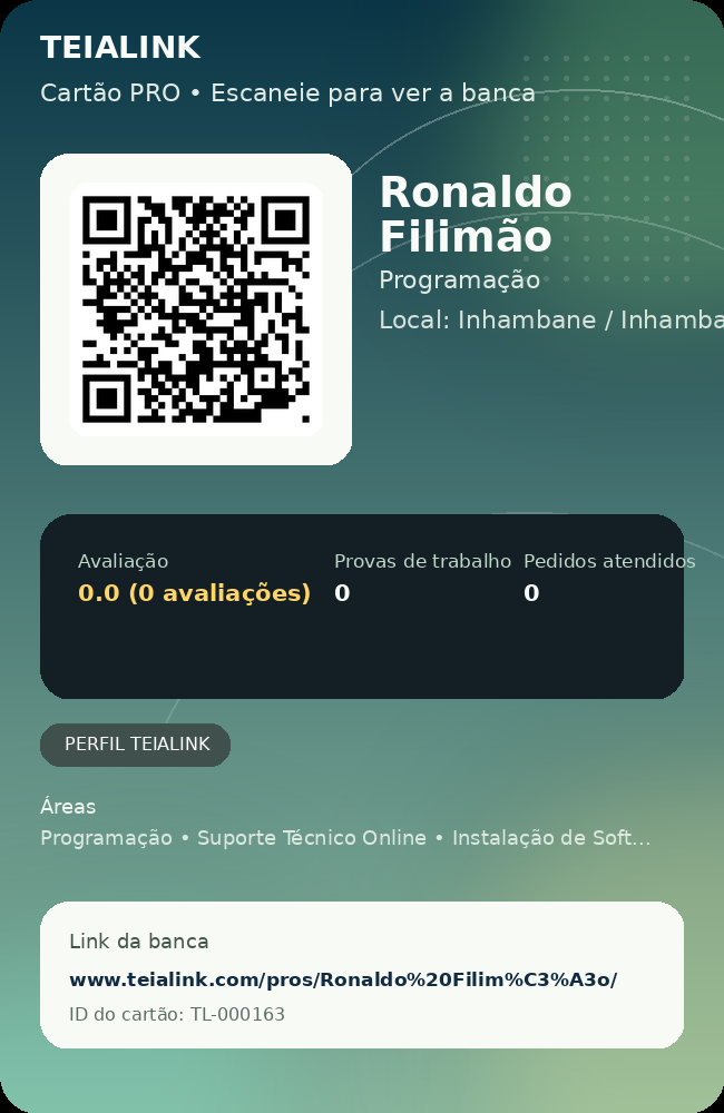 Cartão verso de Ronaldo Filimão