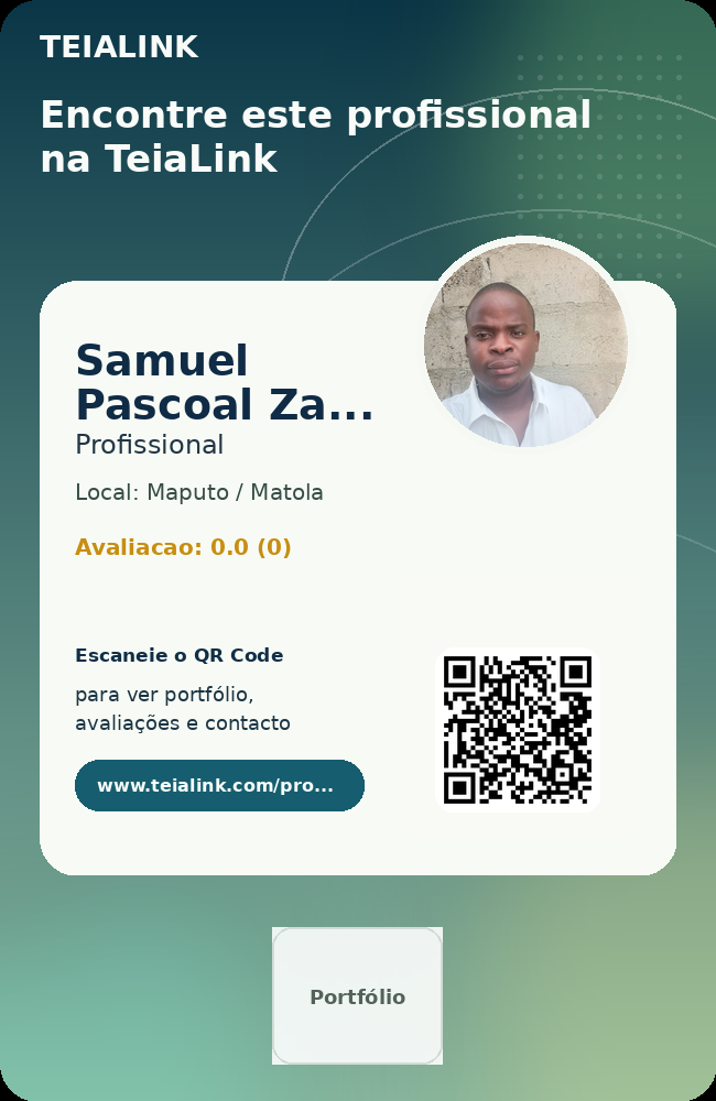 Cartão frente de Samuel  Pascoal Zavale