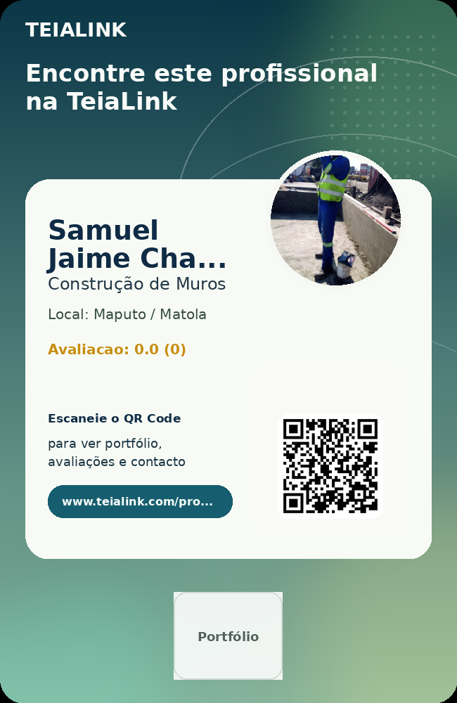 Cartão frente de Samuel Jaime Chacate