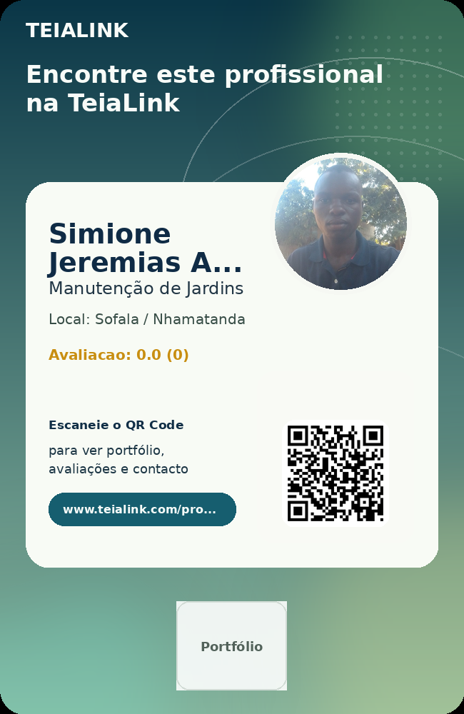 Cartão frente de Simione Jeremias Augusto