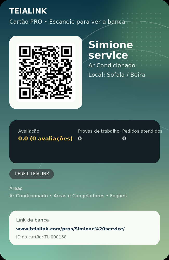 Cartão verso de Simione service